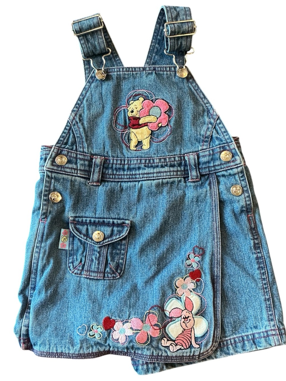 Vintage Disney Overall Skort with Winnie the Pooh Embroidery